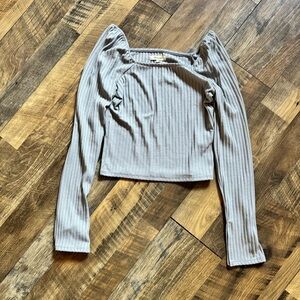 Madewell Ribbed Long Sleeve Top in Gray